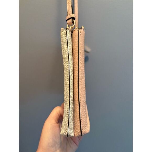 Michael Kors Pink and Tan Pebbled Leather Crossbody Bag - Picture 5 of 9